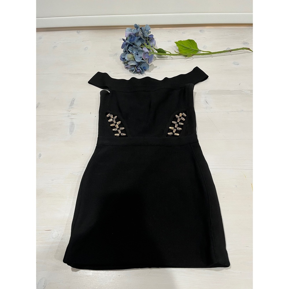 Marciano Black‎ Mini Dress Off Shoulder Embellished Party Dress Size S